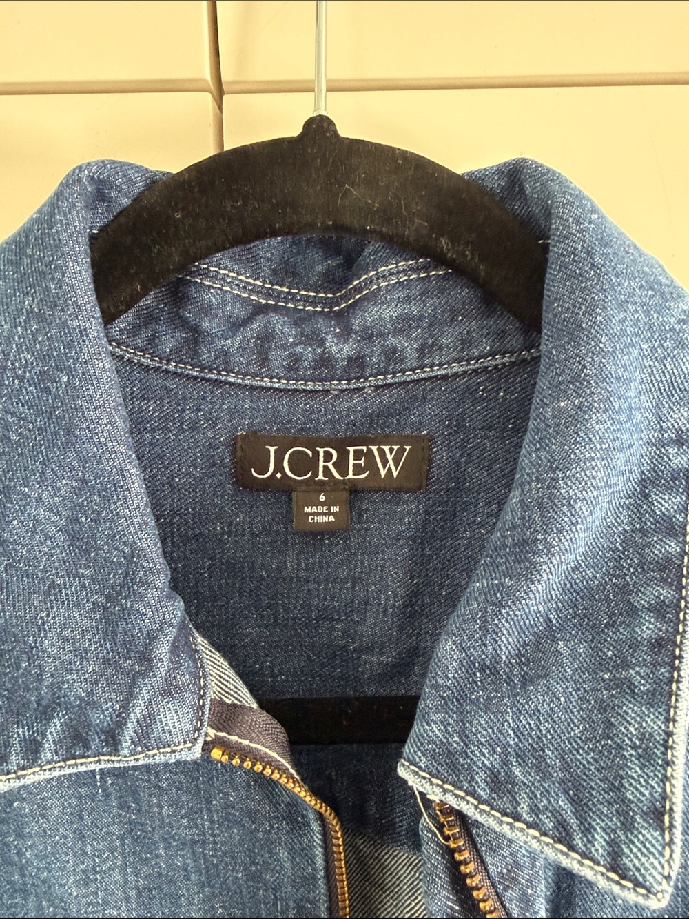 J. Crew Dark Blue Denim Utility Dress with Drawstring - Picture 2 of 5